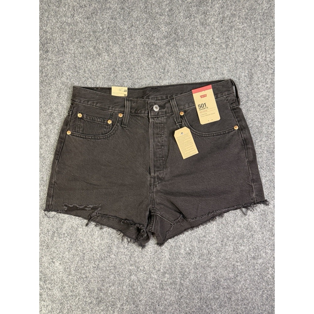 Women's Levi's 501 Black Denim Shorts Size 31 New With Tags High-Rise Cut Off